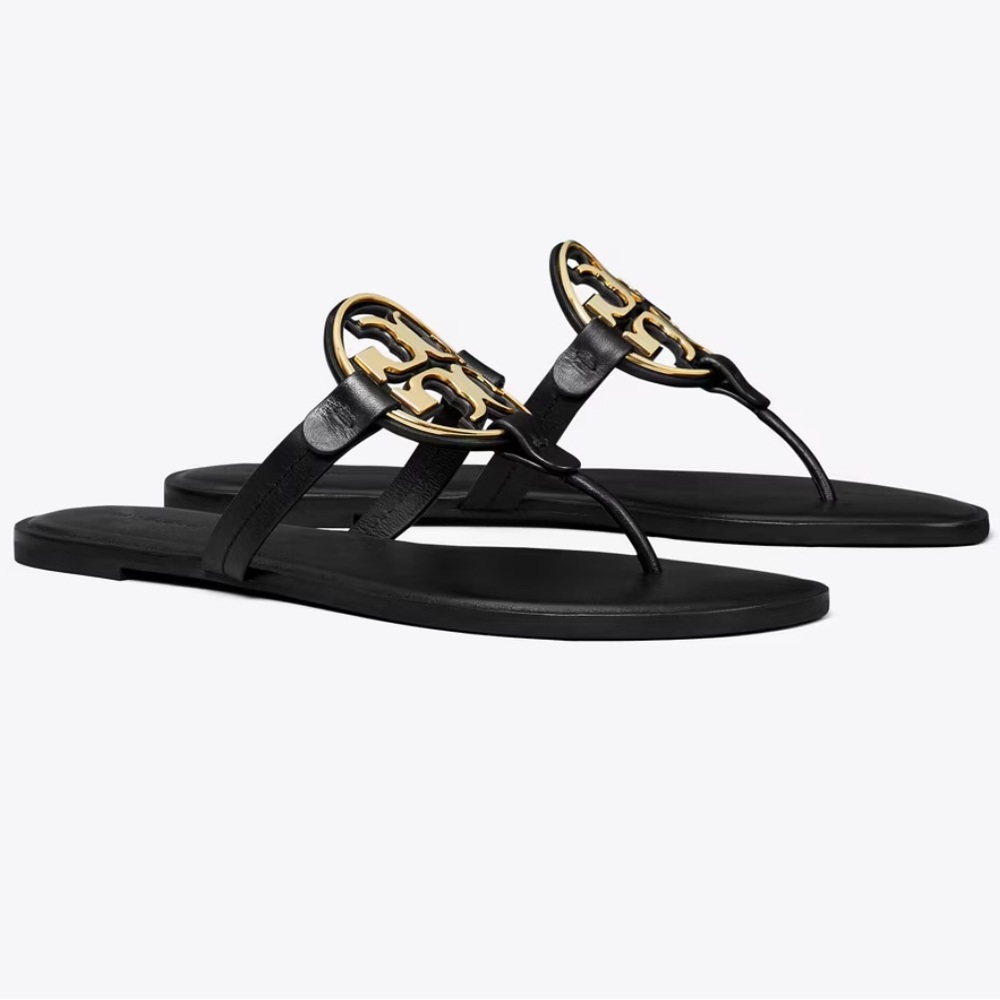 Tory Burch Black and Gold Women's Sandals